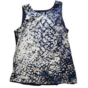 Ann Taylor Beige and Black Floral Tank Top Medium